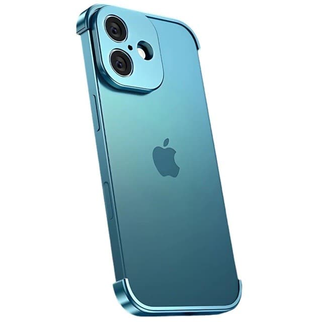Carcasa de Telefon, Flippy, Compatibila Apple iPhone 17, Fara Rama, doar Colturi si Camera, din Metal, Grosime 0.1 mm, Albastru