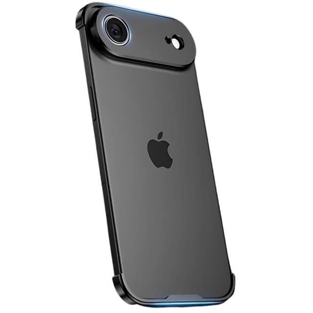 Carcasa de Telefon, Flippy, Compatibila Apple iPhone 17 Air, Fara Rama, doar Colturi si Camera, din Metal, Grosime 0.1 mm, Negru