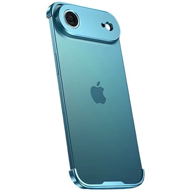 Carcasa de Telefon, Flippy, Compatibila Apple iPhone 17 Air, Fara Rama, doar Colturi si Camera, din Metal, Grosime 0.1 mm, Albastru