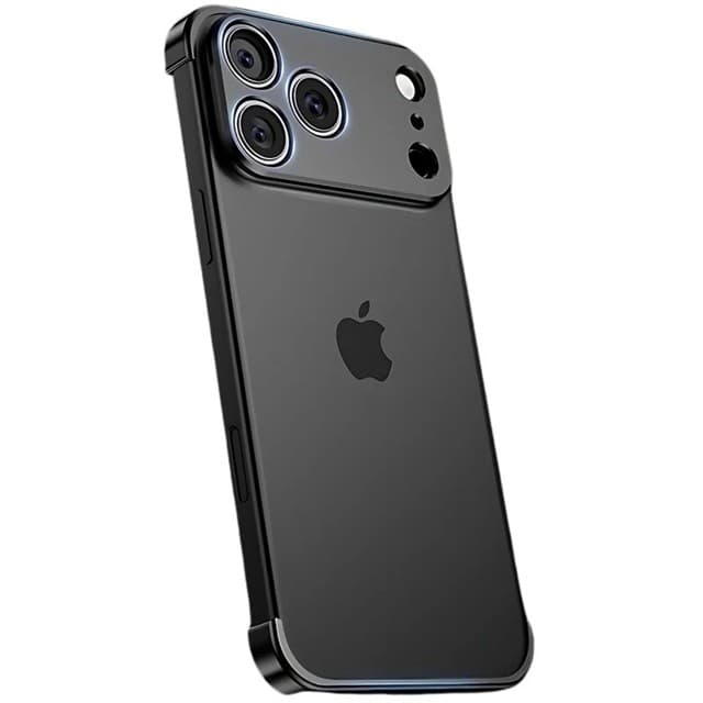 Carcasa de Telefon, Flippy, Compatibila Apple iPhone 17 Pro, Fara Rama, doar Colturi si Camera, din Metal, Grosime 0.1 mm, Negru