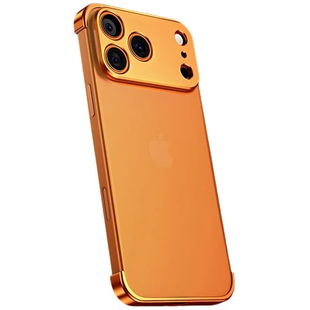Carcasa de Telefon, Flippy, Compatibila Apple iPhone 17 Pro, Fara Rama, doar Colturi si Camera, din Metal, Grosime 0.1 mm, Portocaliu