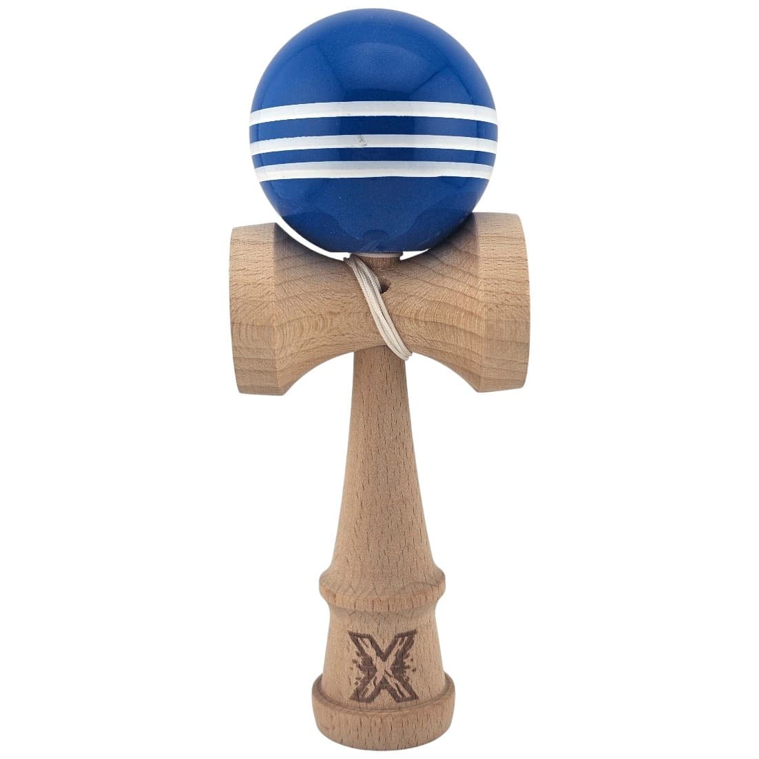 Kendama X Originala, Profesionala, Flippy, Original Super Sticky, din Lemn, 18 cm, Dark Blue/Alb