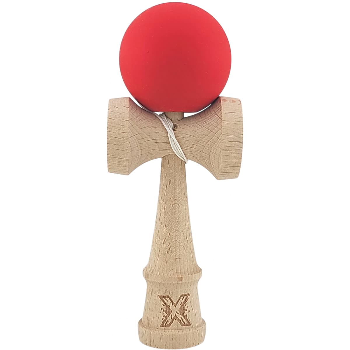 Kendama X Originala, Profesionala, Flippy, din lemn, Rubber Grip, 18 cm, Rosu