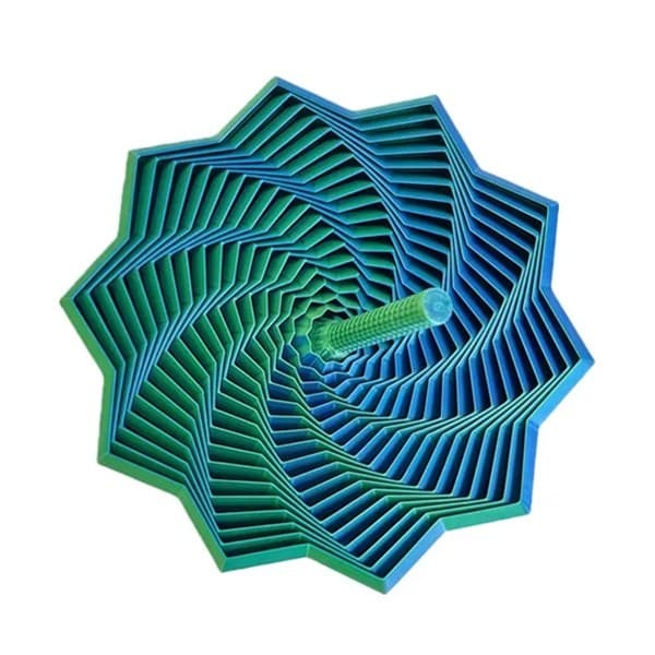Jucarie Decompresie, Flippy, Model Stea 3D, DuoChrome, Maner Spirala, Turn Magic Geometric, Multiple Forme, Anti-stress, 17 cm, Verde/Albastru
