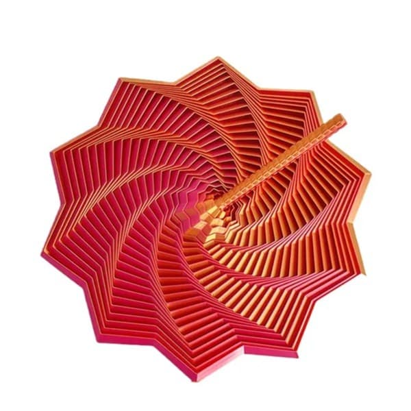 Jucarie Decompresie, Flippy, Model Stea 3D, DuoChrome, Maner Spirala, Turn Magic Geometric, Multiple Forme, Anti-stress, 11 cm, Rosu/Auriu