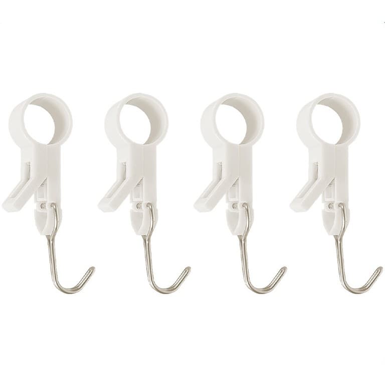 Set 4 Carlige Multifunctionale, Flippy, Tubulare, Pentru Baie/Bucatarie, din ABS, 8.7 x 3.5 cm, Alb