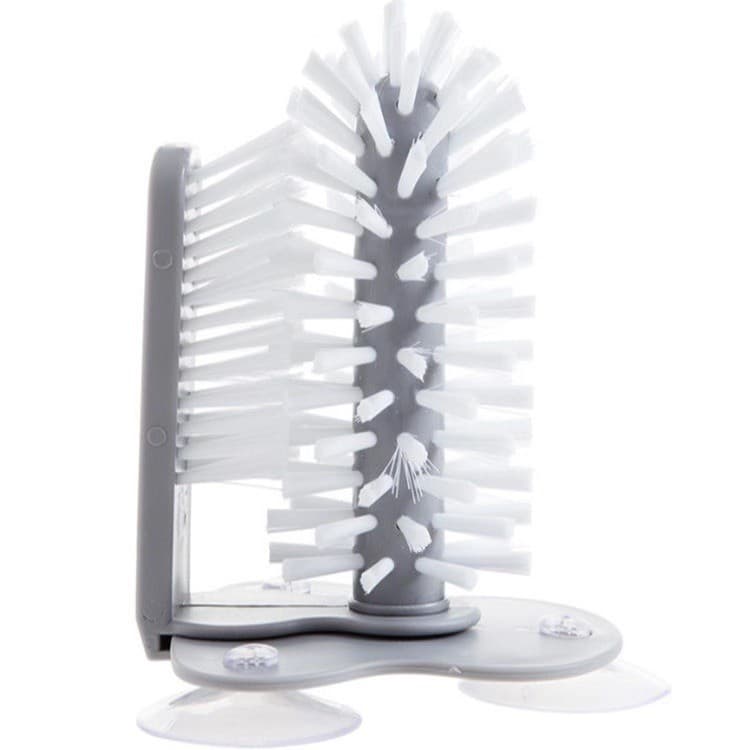 Perie de Curatat Pahare, Flippy, din Plastic, cu Ventuza, 17.5 x 14 cm, Gri