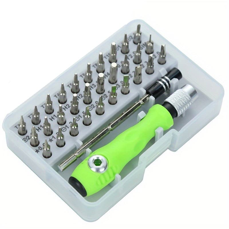 Set de Surubelnite 32-in-1 cu Clichet, Flippy, Cromate, Set de Uz Casnic pentru Repararea Electronicelor Mici, Maner durabil