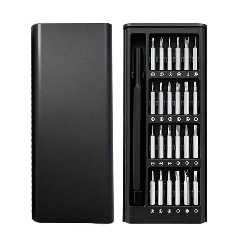Set de Surubelnite 24-in-1 cu Clichet, Flippy, Set de Uz Casnic pentru Repararea Electronicelor Mici, Maner durabil Negru