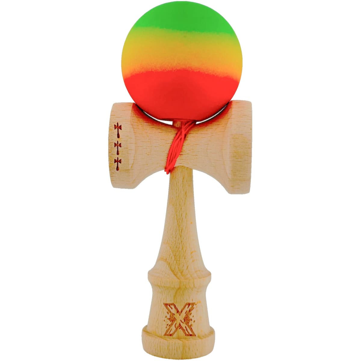Kendama X Originala, Profesionala, Flippy, Big Cups V2, Rubber Grip cu Cupe Mari, Rulment Metalic cu Ata 55 cm