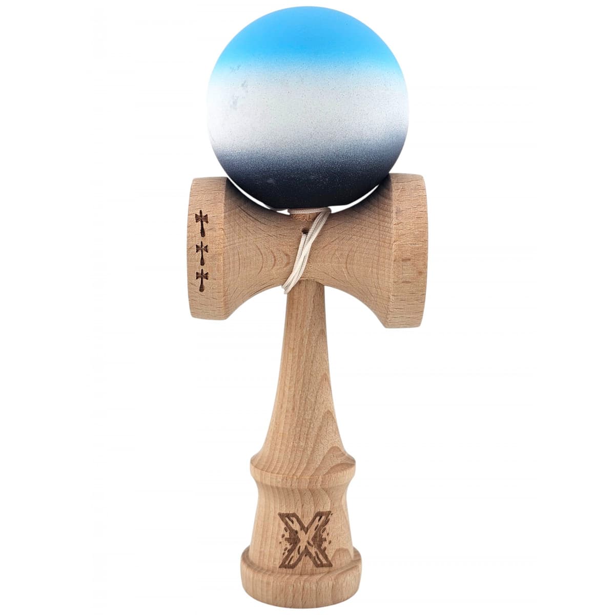 Kendama X Originala, Profesionala, Flippy, Big Cups V2, Rubber Grip cu Cupe Mari, Rulment Metalic cu Ata 55 cm, Gradient
