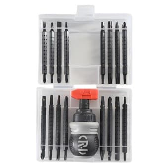 Set de Surubelnite 34-in-1 cu Clichet, Flippy, Set de Uz Casnic pentru Repararea Electronicelor Mici, Maner durabil, 12 x 10