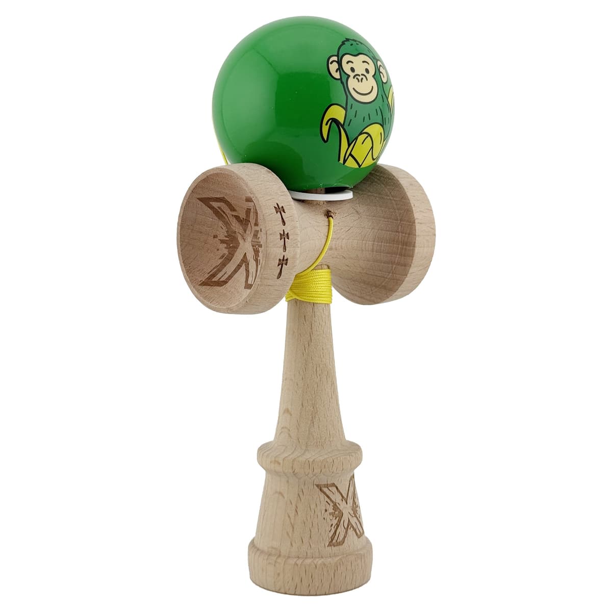 Kendama X Originala, Profesionala, Flippy, Green Monkey, Super Sticky cu Cupe Mari King Size V3, Rulment Metalic si Gaura in