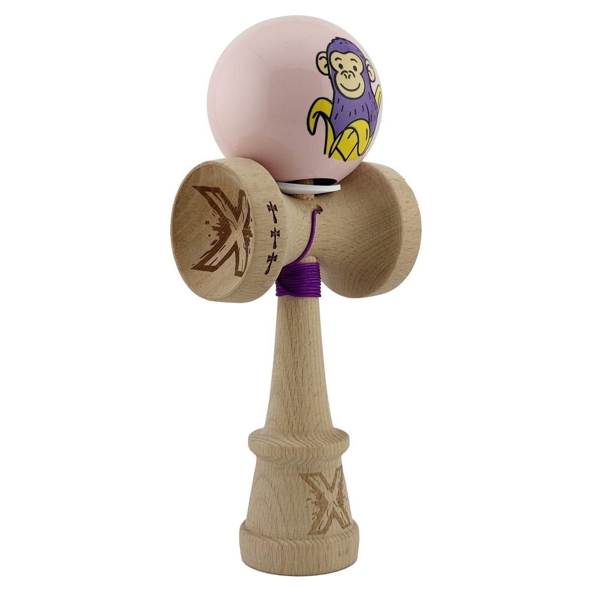 Kendama X Originala, Profesionala, Flippy, Violet Monkey, Super Sticky cu Cupe Mari King Size V3, Rulment Metalic si Gaura