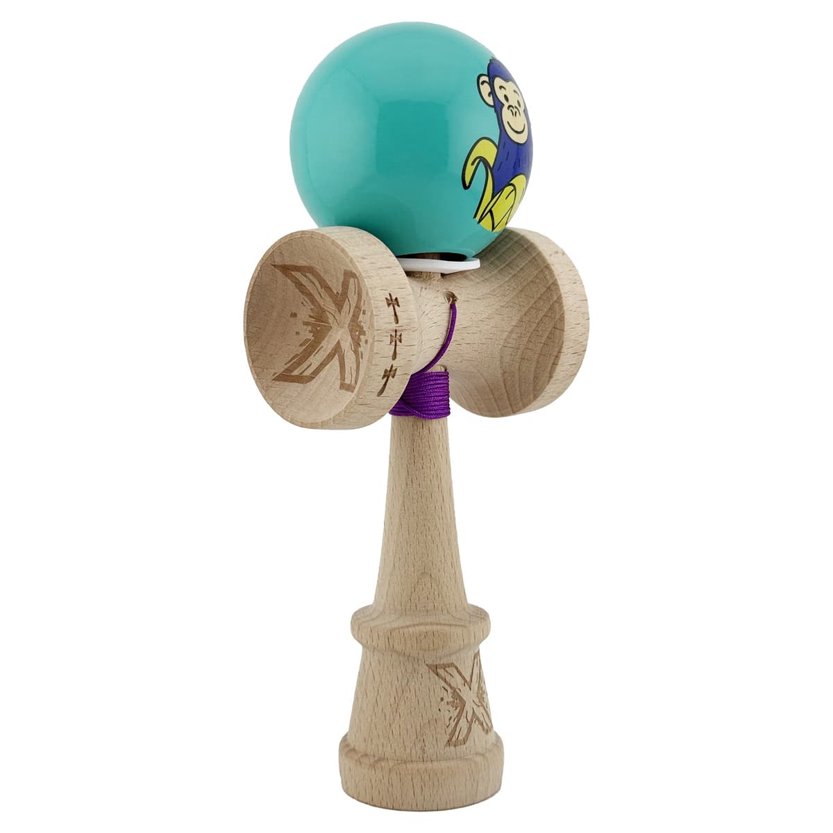 Kendama X Originala, Profesionala, Flippy, Blue Monkey, Super Sticky cu Cupe Mari King Size V3, Rulment Metalic si Gaura in