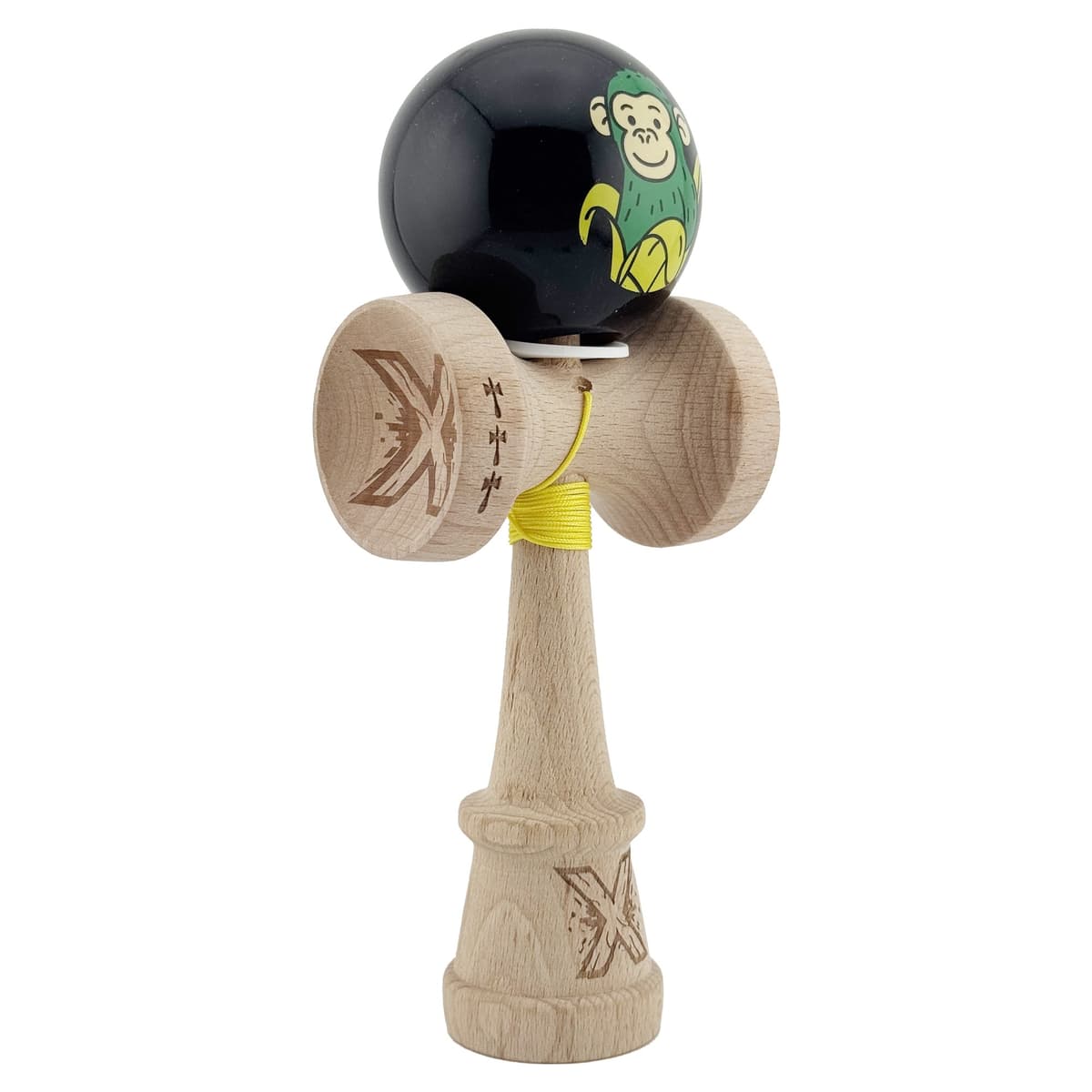Kendama X Originala, Profesionala, Flippy, Green Monkey, Super Sticky cu Cupe Mari King Size V3, Rulment Metalic si Gaura in