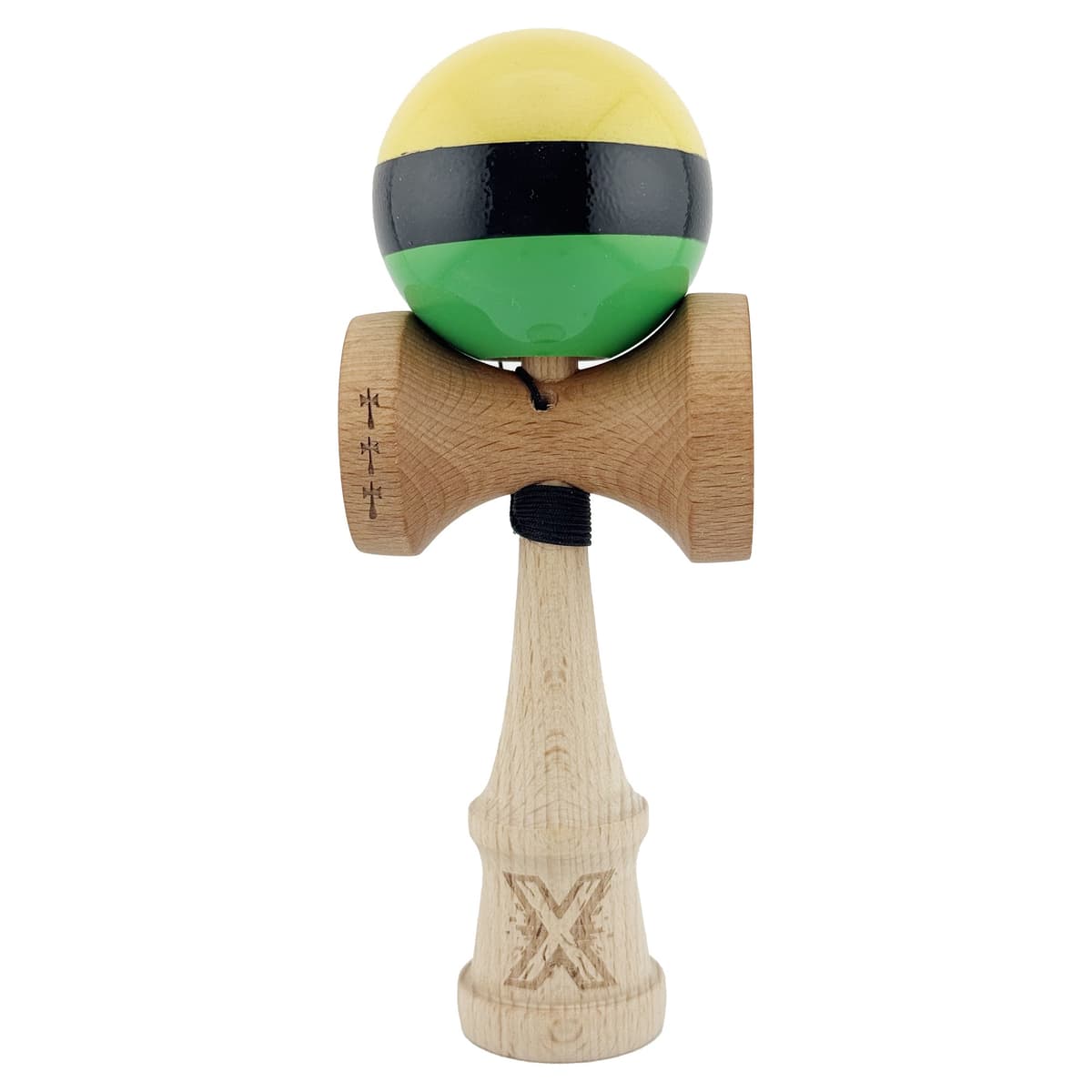 Kendama X Originala, Profesionala, Flippy, Big Cups V2, Super Sticky cu Cupe Mari, Rulment Metalic, din lemn 18 cm, Ata 55