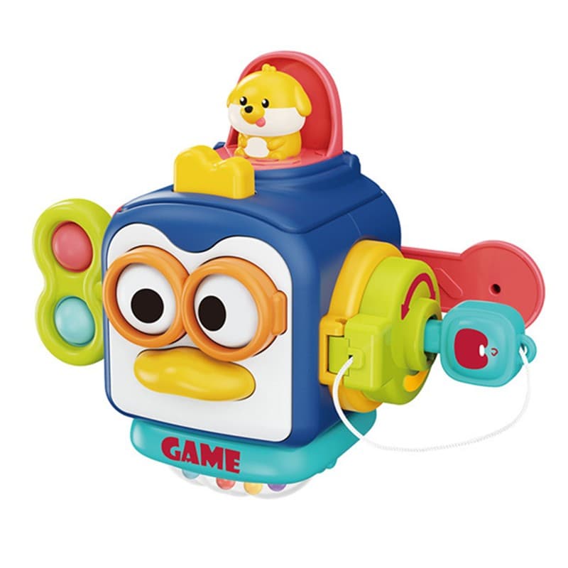 Jucarie interactiva Montessori, Flippy, Jucarie pentru Bebelusi, Model Pinguin Ocupat, din Plastic rezistent, Varsta 18+