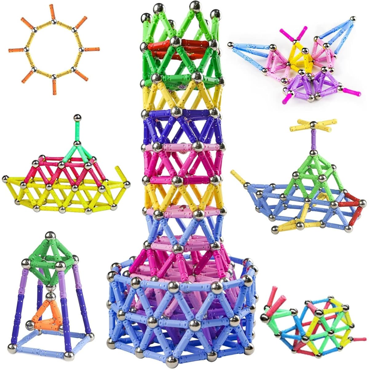 Set 206 Piese Betisoare Magnetice, Flippy, din Plastic/Magnet, +3 Ani, Multicolor