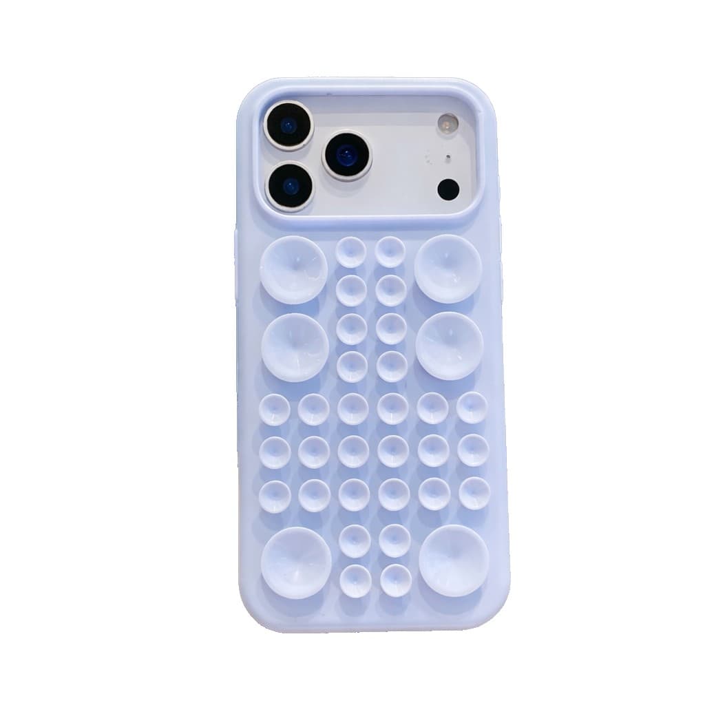 Husa cu Ventuze, Flippy, Compatibila iPhone 17 Air, din Silicon, Interior Microfibra, Albastru Gri
