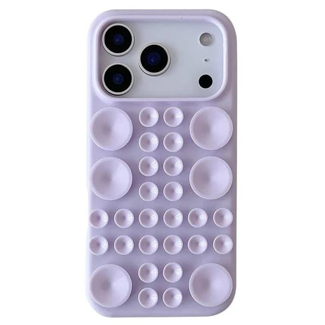 Husa cu Ventuze, Flippy, Compatibila iPhone 17 Pro, din Silicon, Interior Microfibra, Mov