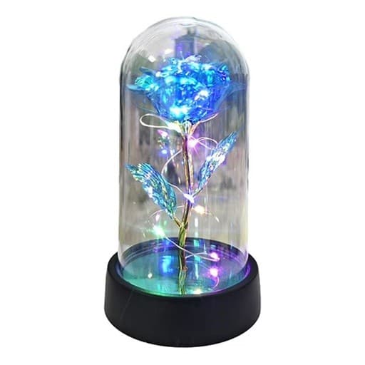 Trandafir in Cupola, Flippy, cu Lumina Led Multicolora, Baterii, 8.5 x 15 cm, Albastru