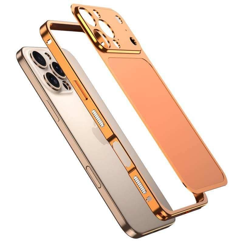 Carcasa Metalica, Flippy, Compatibila Apple iPhone 15 Pro, Creeaza Aspect de iPhone 17 Pro, Unibody Mat, Rezistenta la Zgarieturi, Portocaliu