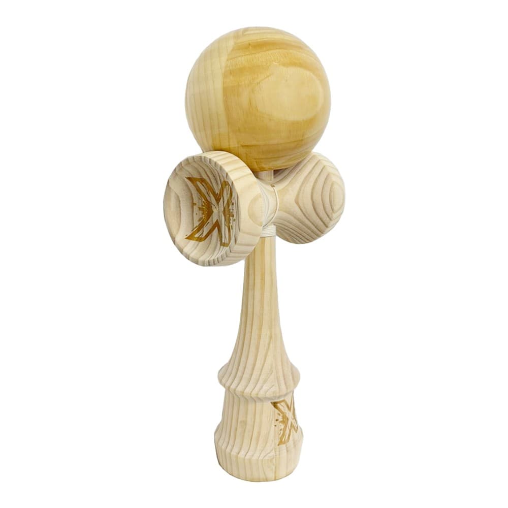 Kendama X Originala, Profesionala, Flippy, SUPER BIG cu Cupe KING SIZE, Bila Super Sticky, Diametrul 17 cm, din Lemn, 52 x 20 cm, Natural Maro
