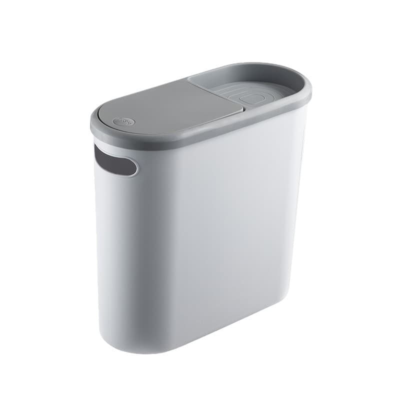Cos de Gunoi, Flippy, din Plastic, Capac cu Ridicare Automata, Maner si Compartiment Depozitare, 31.5 x 14 x 30 cm, Gri