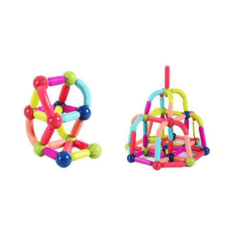 Piese Magnetice pentru Copii, Flippy, Set din 64 de Piese de diferite Culori, Constructor Magnetic cu Posibilitatea de a