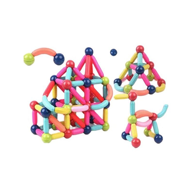 Piese Magnetice pentru Copii, Flippy, Set din 128 de Piese de diferite Culori, Constructor Magnetic cu Posibilitatea de a
