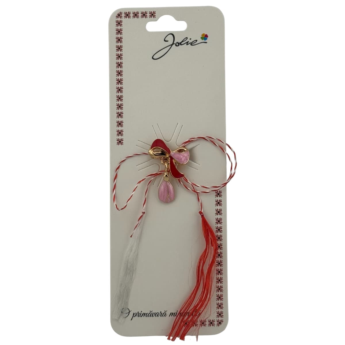 Martisor Brosa Primavara, Jolie, Material Metal, Ambalaj Carton si Opp, Dimensiune Brosa aproximativ 2 - 3 cm, Model Traditional Funda