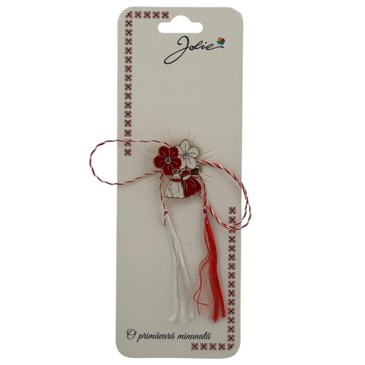 Martisor Brosa Primavara, Jolie, Material Metal, Ambalaj Carton si Opp, Dimensiune Brosa aproximativ 2 - 3 cm, Model Traditional Flori