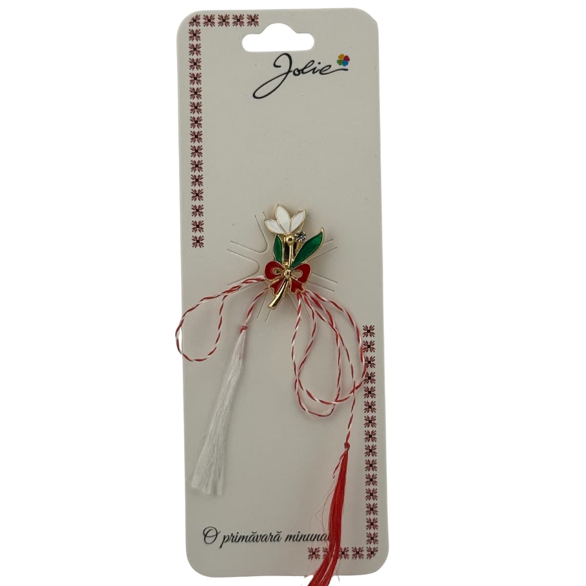 Martisor Brosa Primavara, Jolie, Material Metal, Ambalaj Carton si Opp, Dimensiune Brosa aproximativ 2 - 3 cm, Model Ghiocel