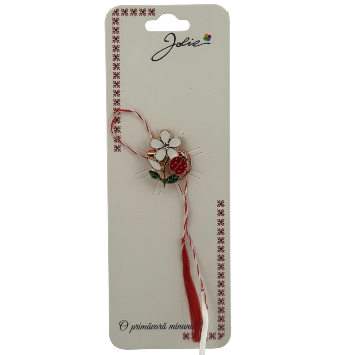 Martisor Brosa Primavara, Jolie, Material Metal, Ambalaj Carton si Opp, Dimensiune Brosa aproximativ 2 - 3 cm, Model Floare
