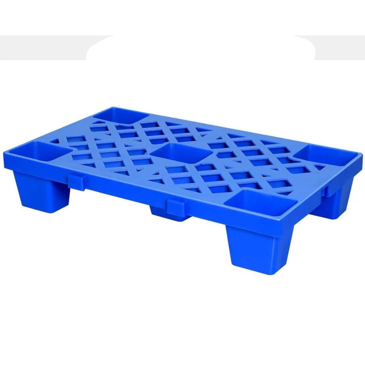 Palet de Transport, Flippy, 40 x 40 x 10 cm, din Plastic durabil, Palet pentru Stivuitor in Depozit, Rezistent la Umiditate, Grila Ingrosata, 5 Picioare, Albastru