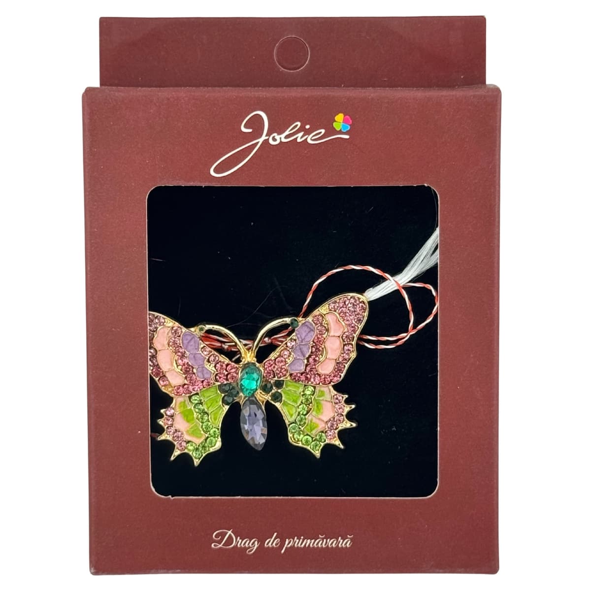 Brosa Vintage, Jolie, Material Metal, Ambalaj Carton, Dimensiune Brosa Aproximativ 4-6 cm, Model Fluture, Multicolora