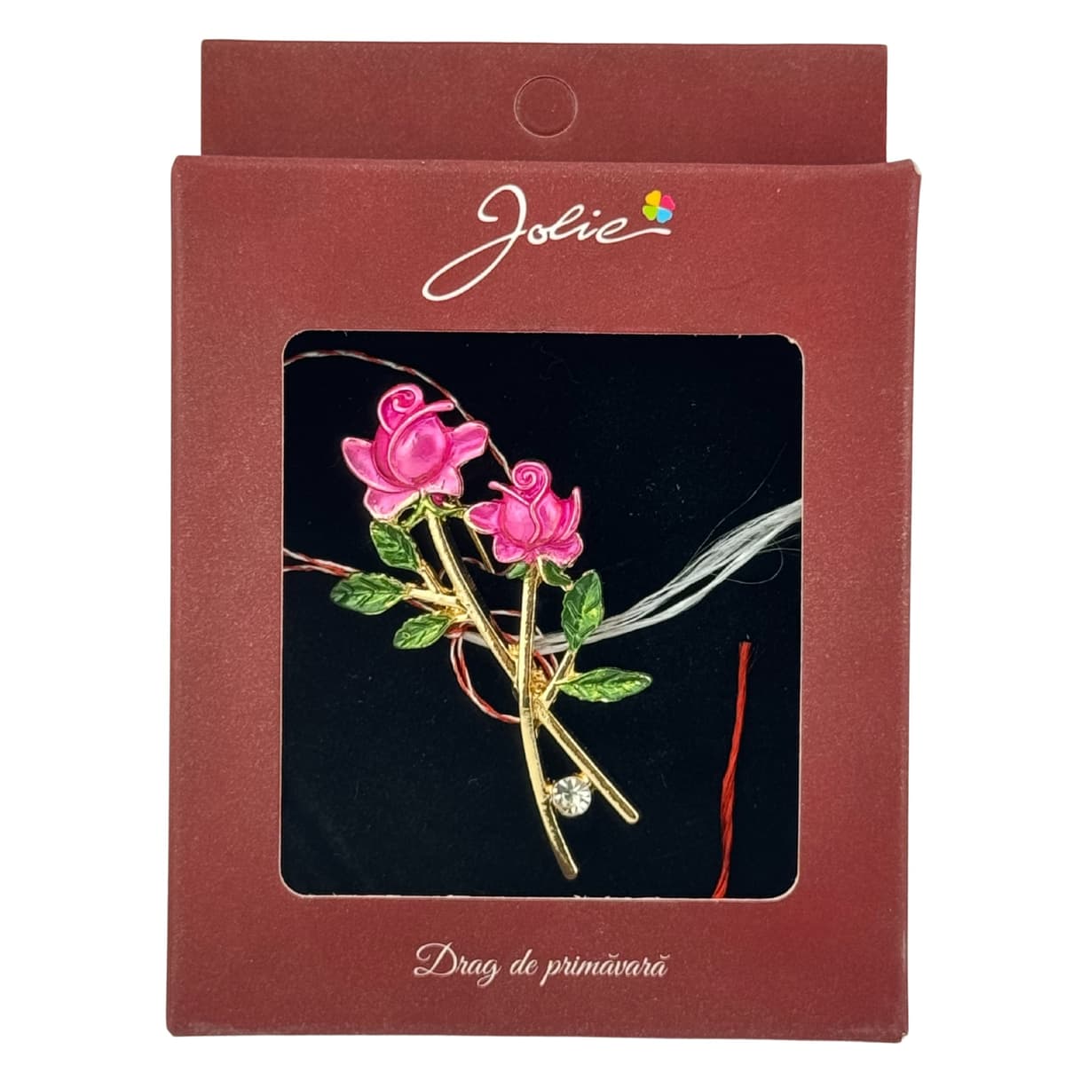 Brosa Vintage, Jolie, Material Metal, Ambalaj Carton, Dimensiune Brosa Aproximativ 4-6 cm, Model Trandafiri, Roz