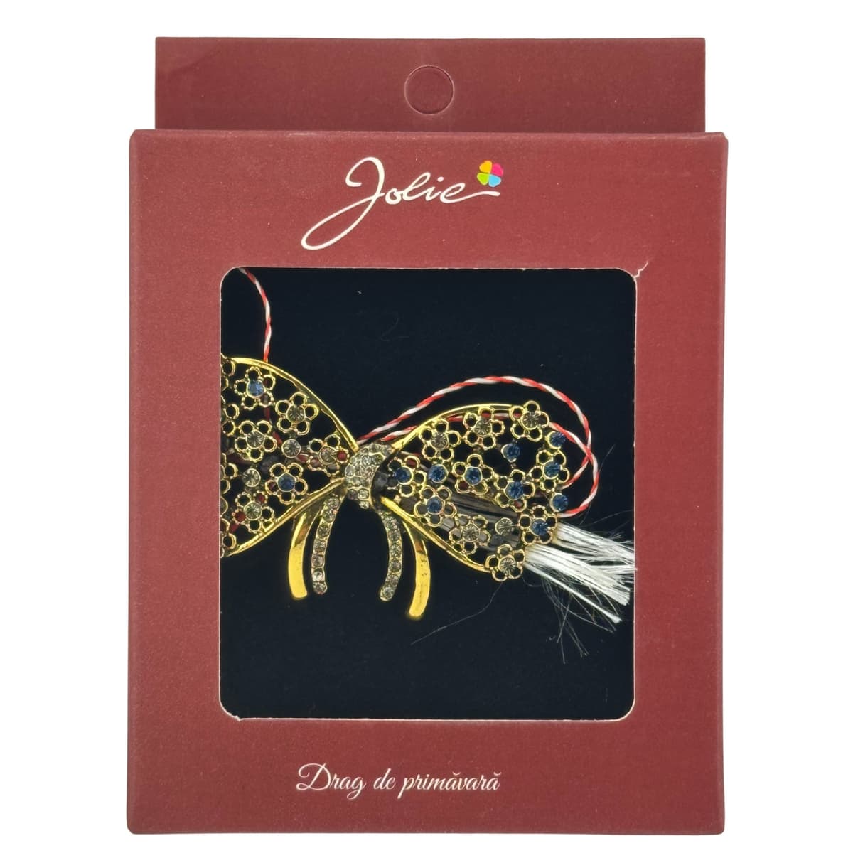 Brosa Vintage, Jolie, Material Metal, Ambalaj Carton, Dimensiune Brosa Aproximativ 4-6 cm, Model Fundita cu Flori, Multicolor