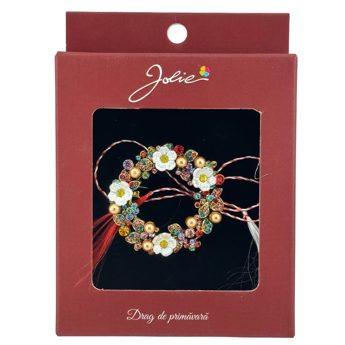 Brosa Vintage, Jolie, Material Metal, Ambalaj Carton, Dimensiune Brosa Aproximativ 4-6 cm, Model Coronita de Flori