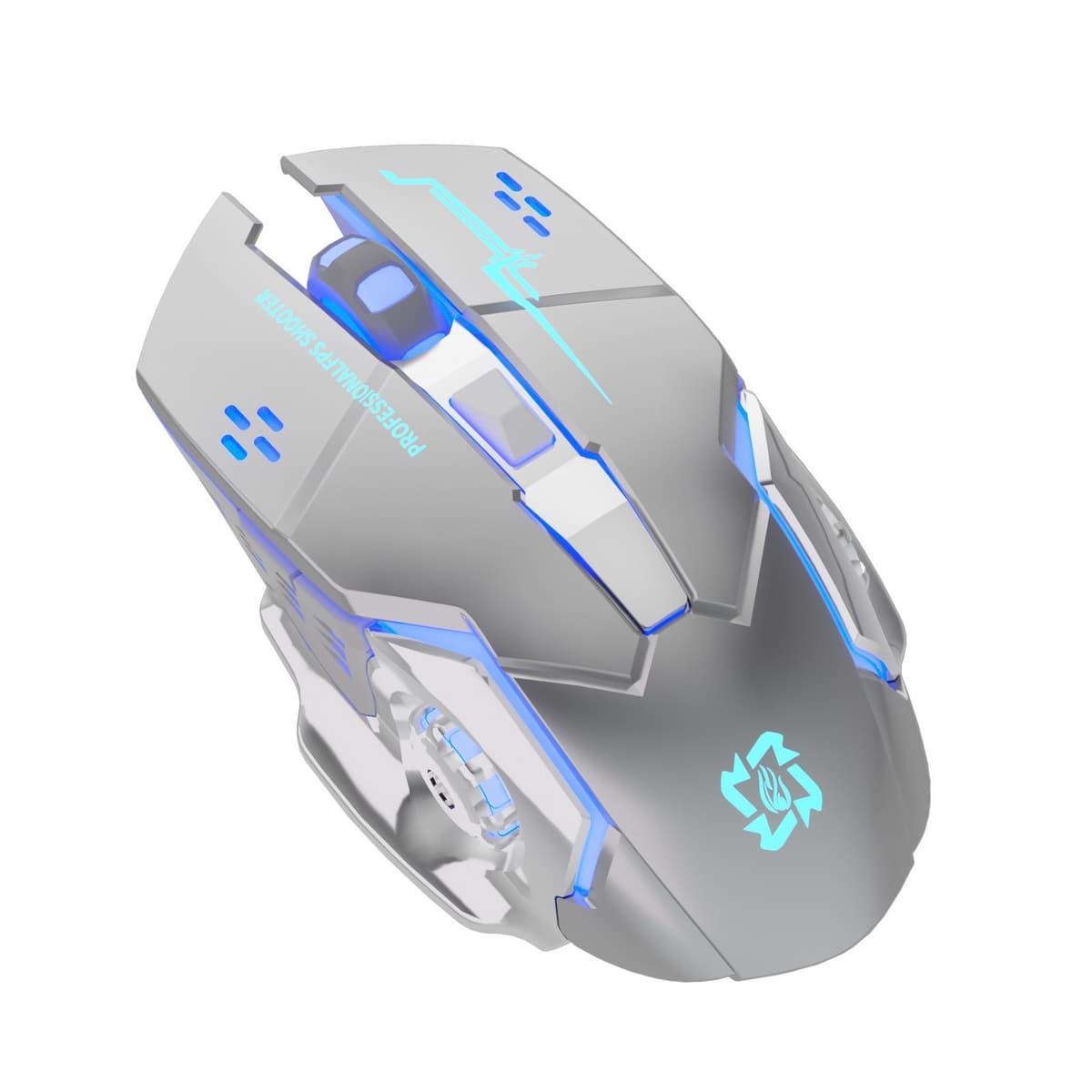 Mouse Wireless, Flippy, 6 Butoane, DPI Ajustabil 1200-3600, Iluminare RGB Tip Breathing, Reincarcabil, 138x80x38 mm, Compatibil MacBook/iPad/Laptop, Gri