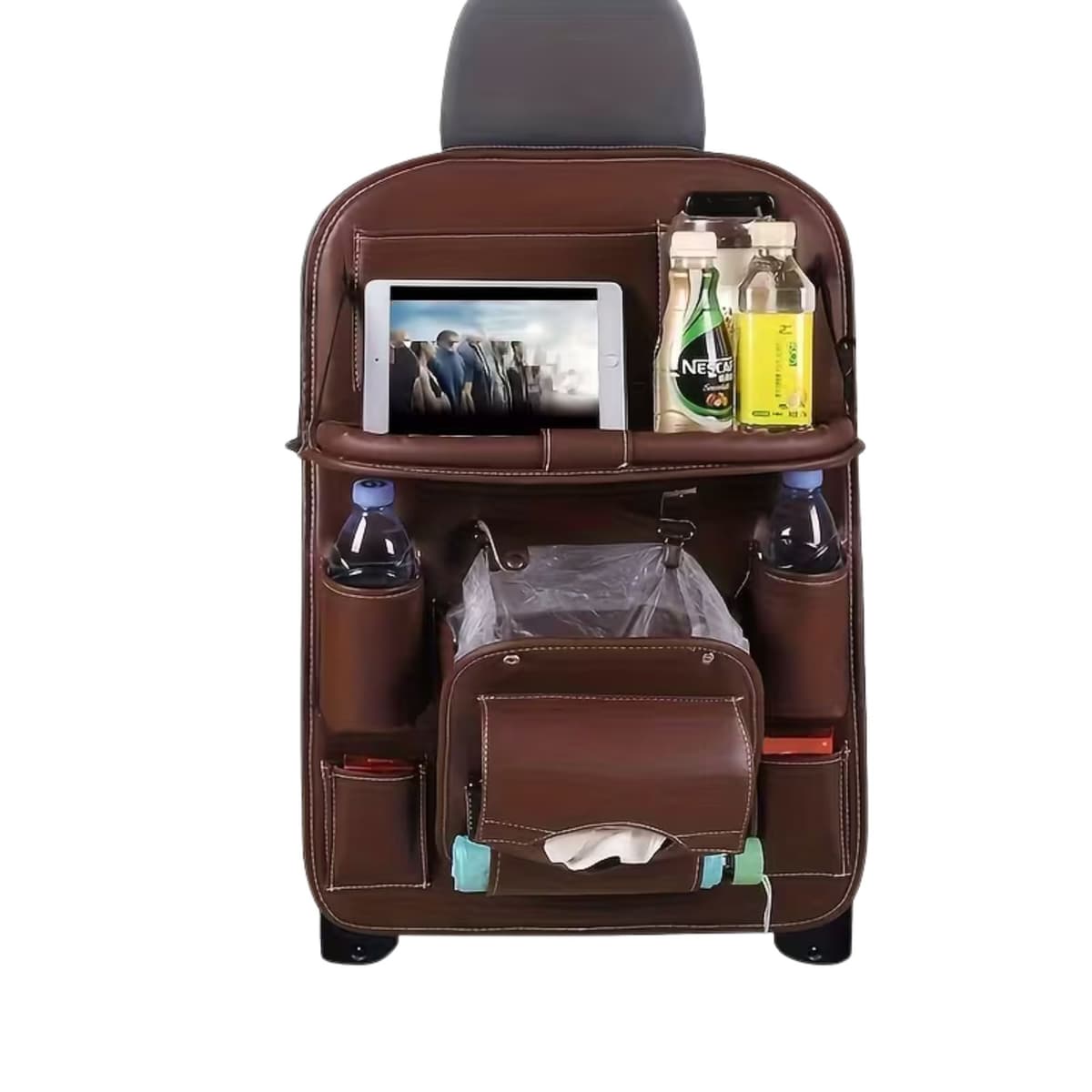 Organizator Spate Scaun Auto, Flippy, Masa Pliabila, Piele Ecologica, Impermeabil, Suport pentru Tableta, Sortare Lucruri si