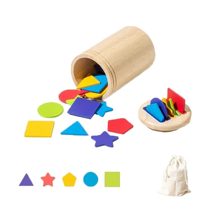 Jucarie Educativa Montessori din Lemn, 28 Piese, Flippy, Sortator cu Forme Geometrice, Joc de Motricitate Fina pentru Copii