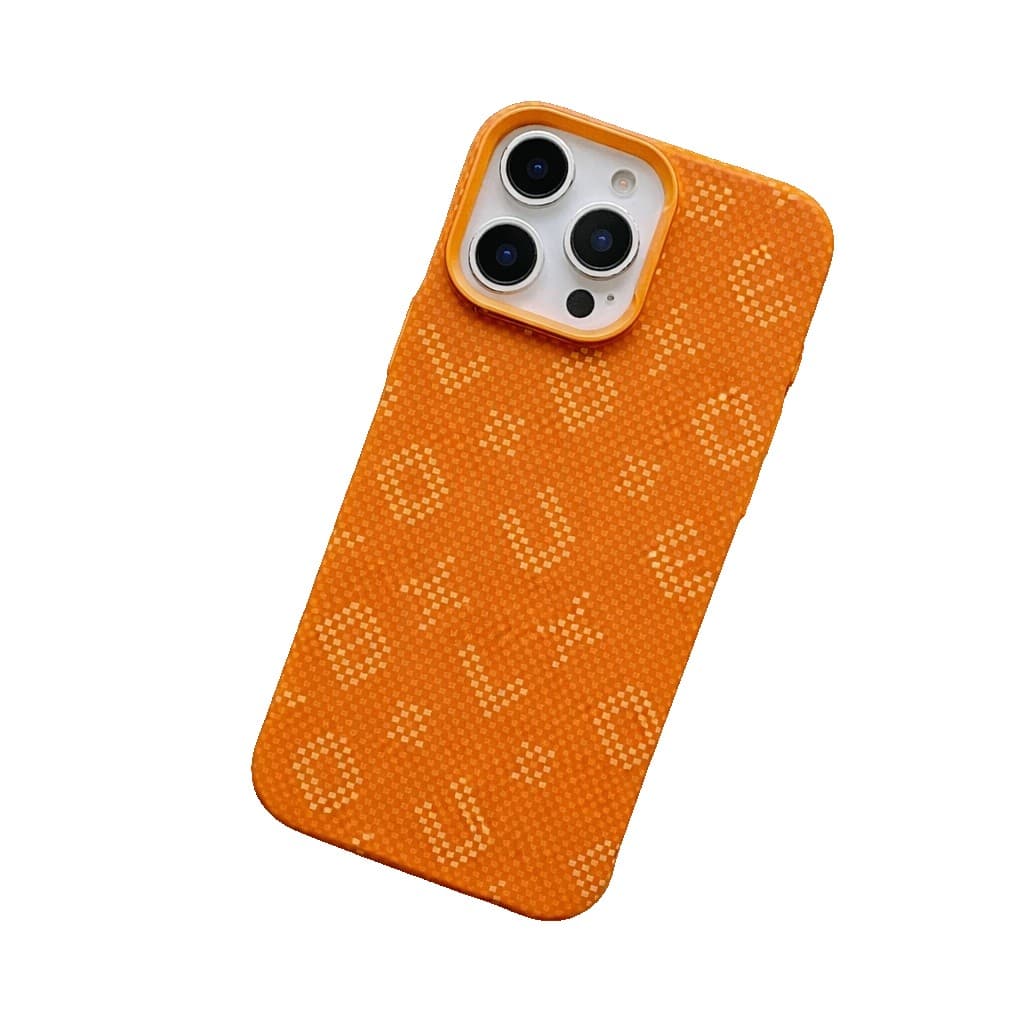Carcasa Magnetica, Flippy, Compatibila Apple iPhone 16 Pro Max, din Fibra de Carbon, Litere Fosforescente, Portocaliu