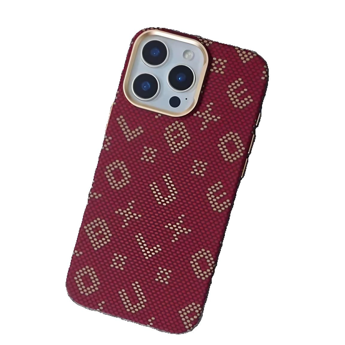 Carcasa Magnetica, Flippy, Compatibila Apple iPhone 15 Pro, din Fibra de Carbon, Litere Fosforescente, Maro
