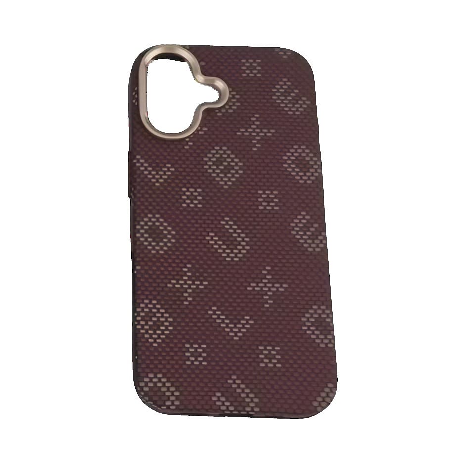 Carcasa Magnetica, Flippy, Compatibila Apple iPhone 16, din Fibra de Carbon, Litere Fosforescente, Maro