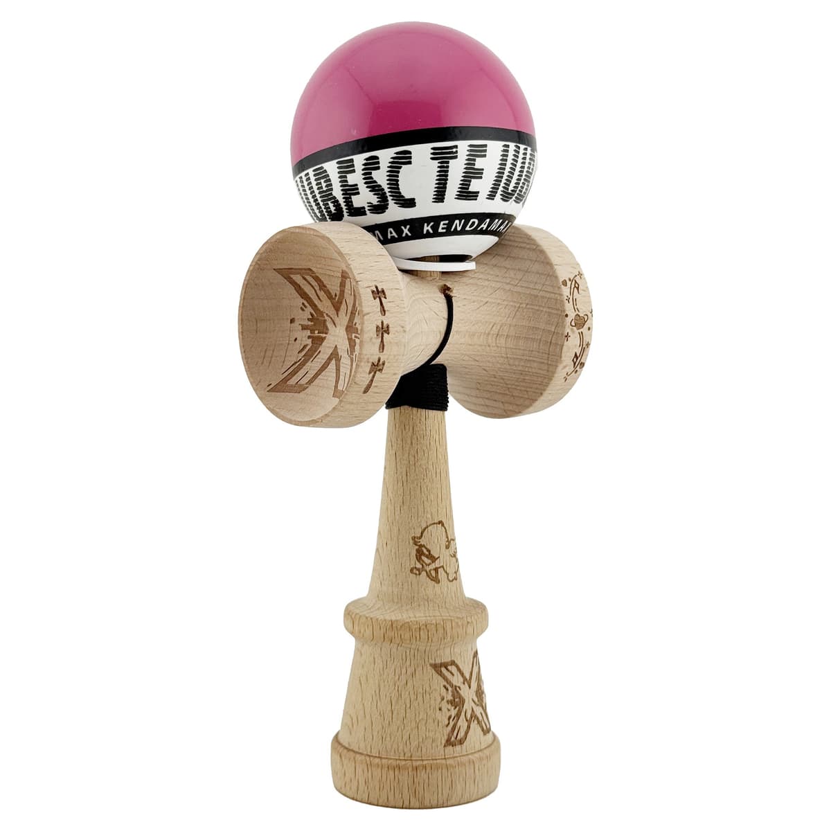 Kendama X TE IUBESC Originala, Profesionala, Flippy, Super Sticky cu Cupe Mari KING SIZE V3, Gaura in Baza, Rulment Metalic, din lemn 18 cm, Ata