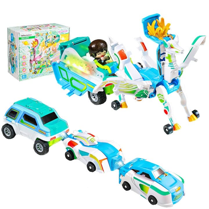 Jucarie Transformer Magnetica 3 in 1 Mars Deer Cosmic Planet, Flippy, 3 Masini Care se Transforma in Pegas Inaripat