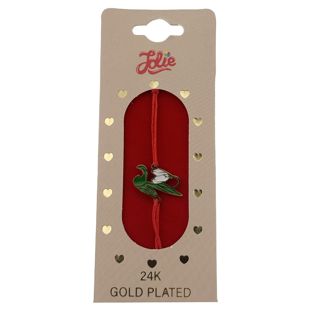 Bratara Placata cu Aur 24k Copii, Jolie, Model Lalea, cu Snur Rosu, 3.5 x 9.5, Multicolor