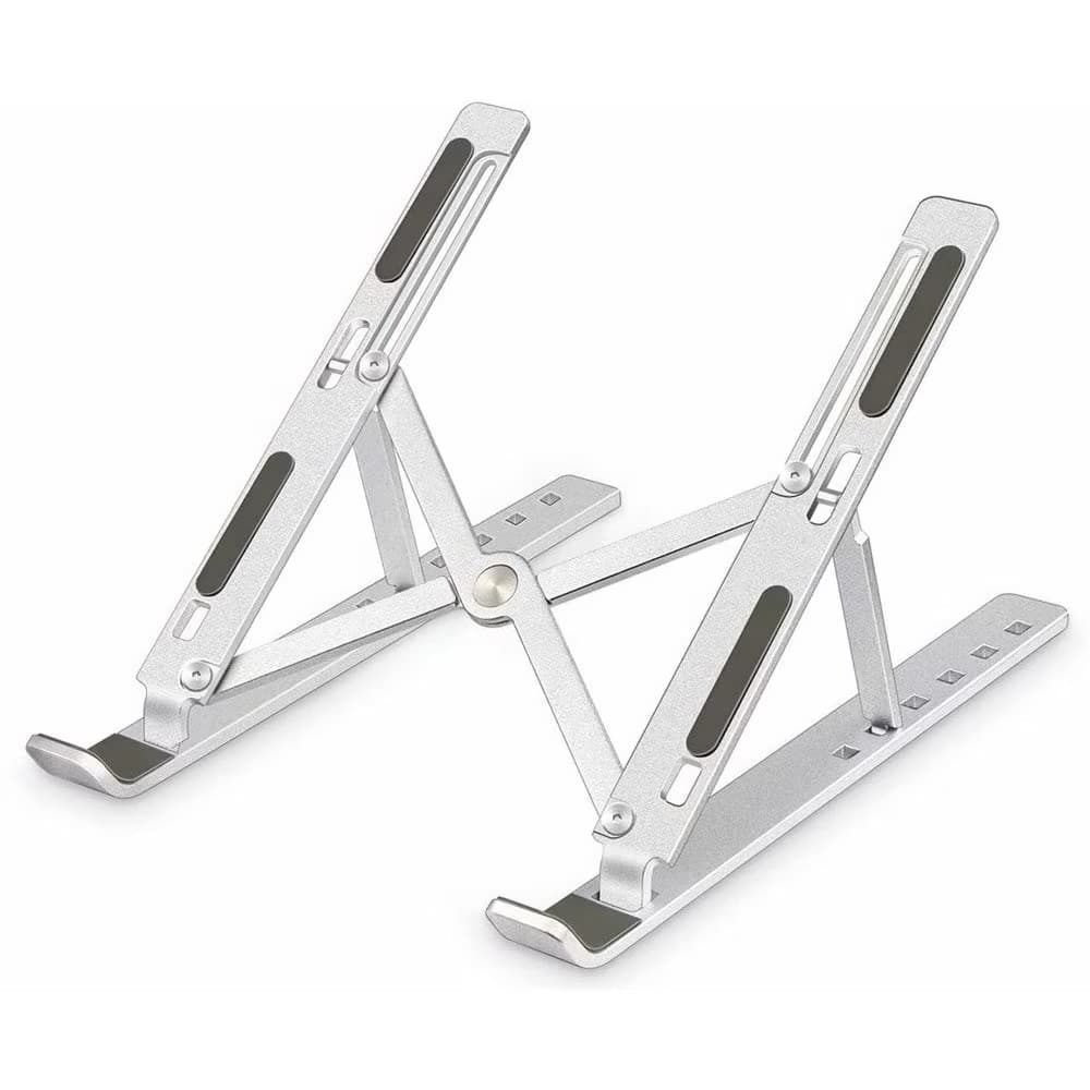 Suport pentru Laptop, Flippy, Suport Portabil Pliabil, Universal Reglabil Suspendat pentru Tableta, din Aliaj si ABS, 100-160 mm, 26 x 19 x 16 cm, Silver Gray